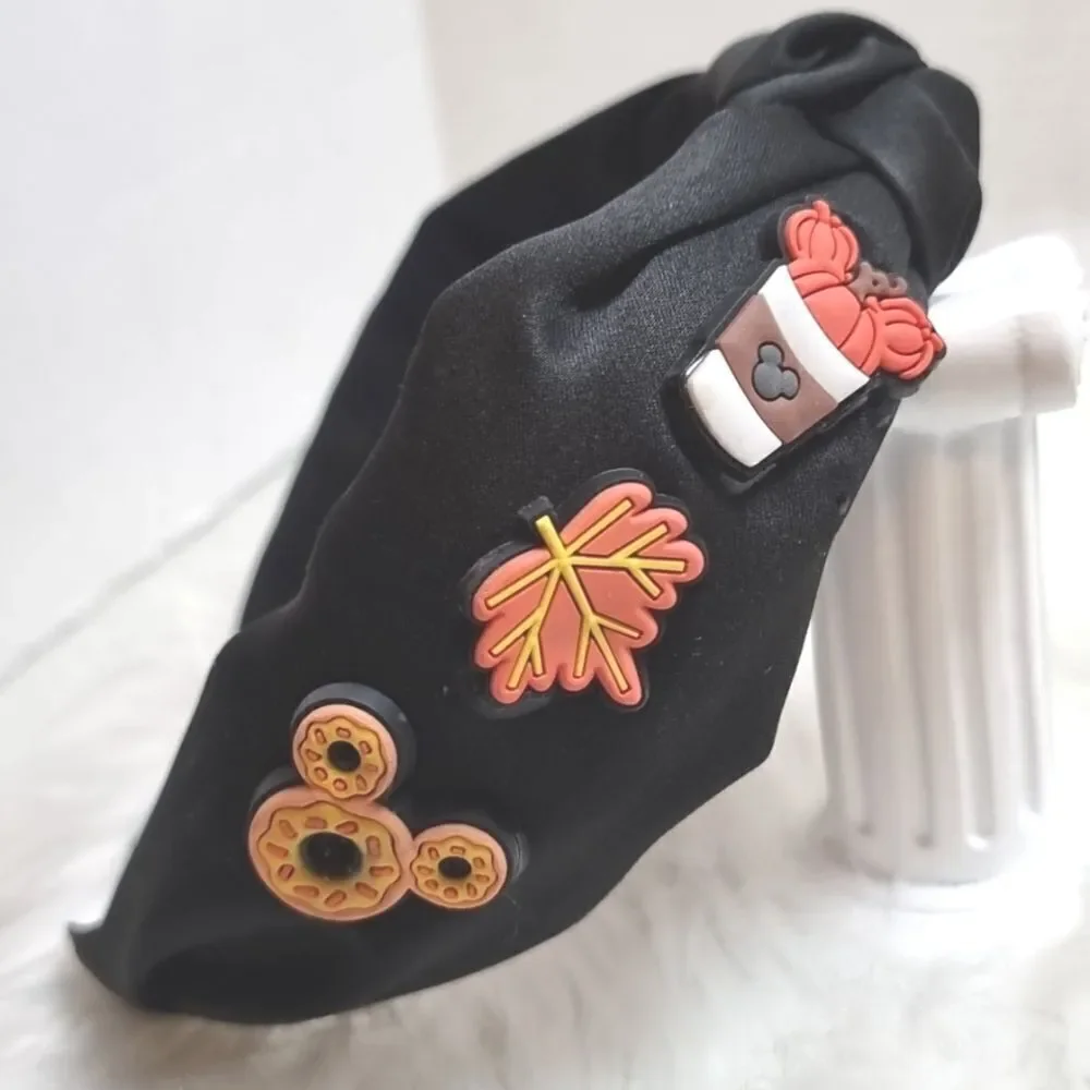 DISNEY MICKEY MINNIE charm black satin handmade headband